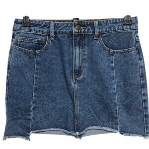 Forever 21 Womens Blue Denim‎ Distressed Mini Skirt L